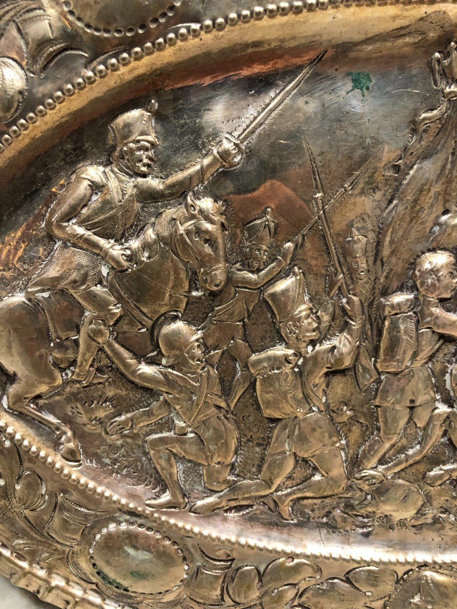 Very Interesting Historical Silver Platter - The Defense Of Madrid Against Napoleon - C. 1840-photo-2