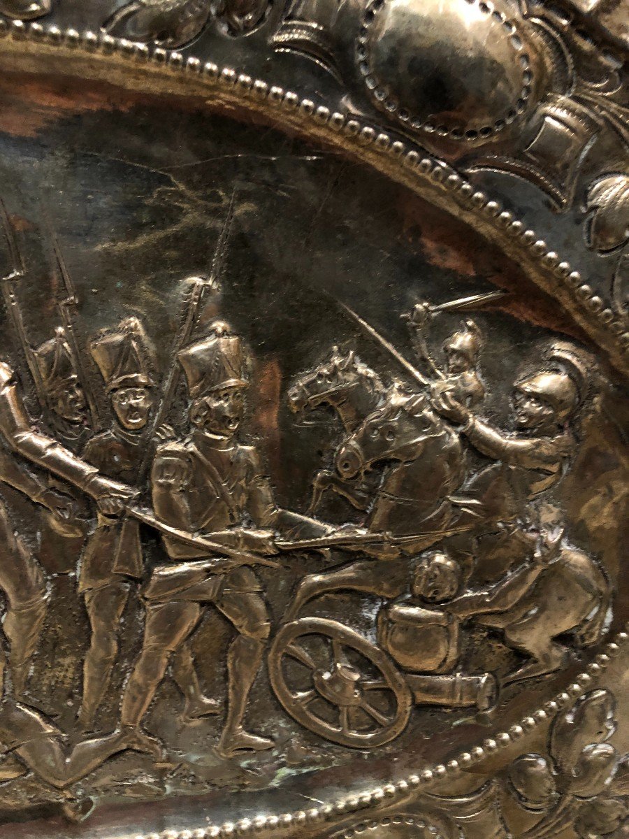 Very Interesting Historical Silver Platter - The Defense Of Madrid Against Napoleon - C. 1840-photo-4
