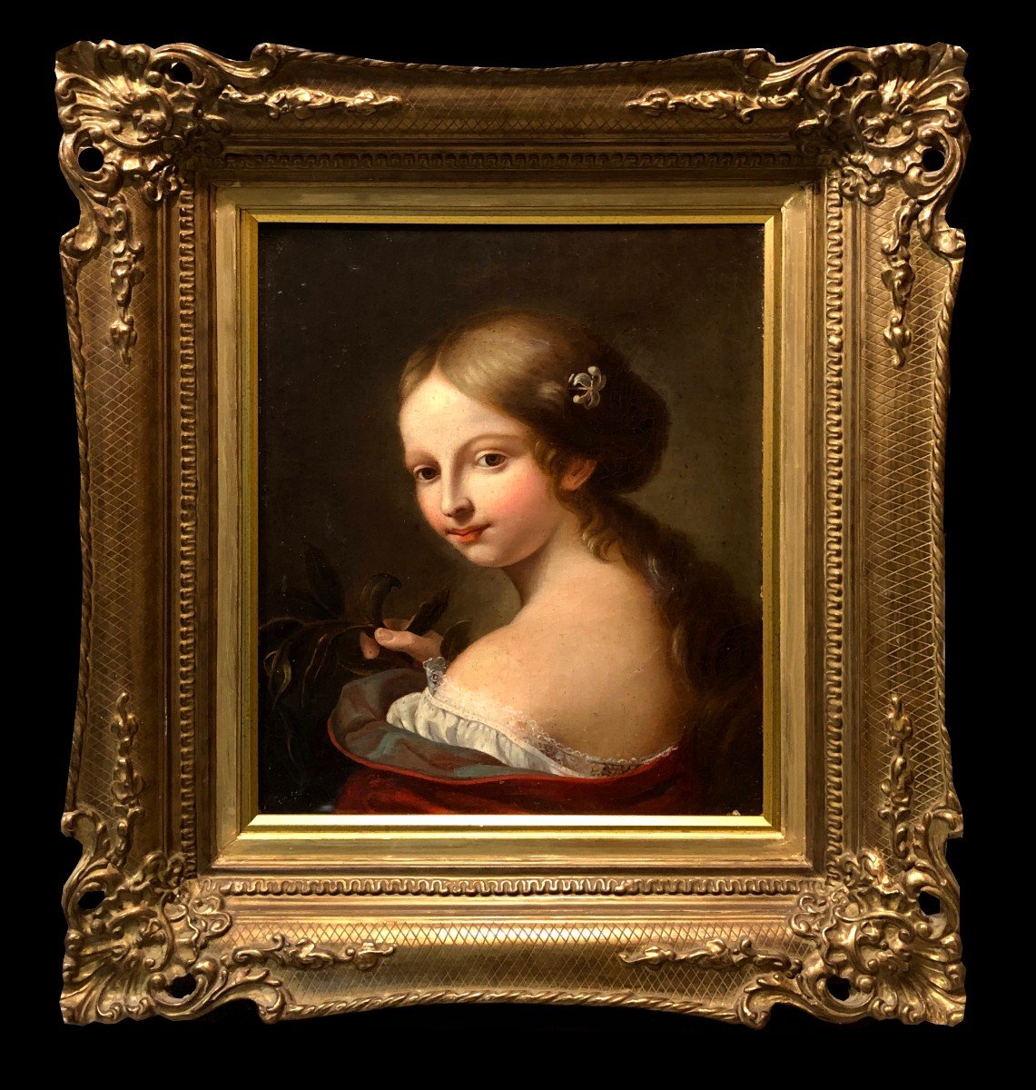 French School (c. 1750) - Portrait Of Young Girl