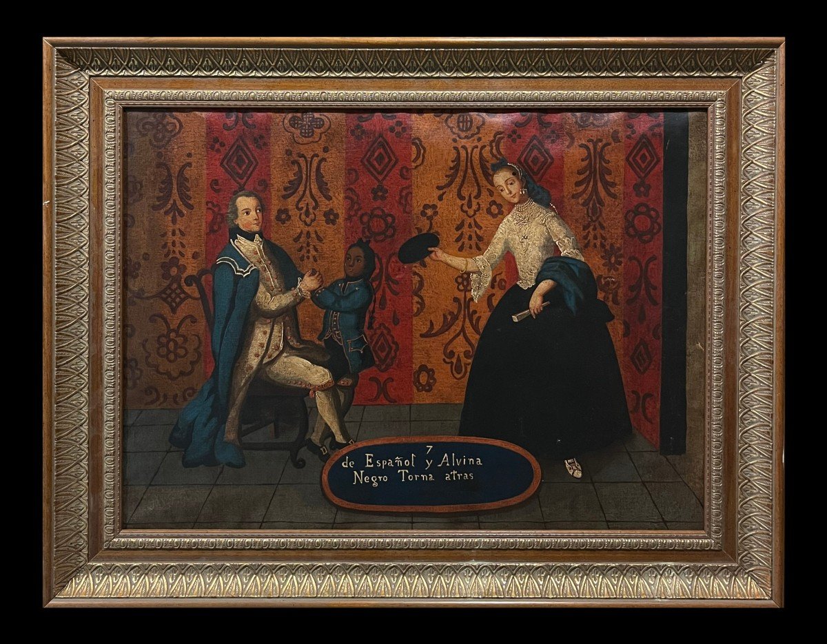 école Mexicaine Moderne - Intéressante Copie d'Un Tableau De Castes Colonial