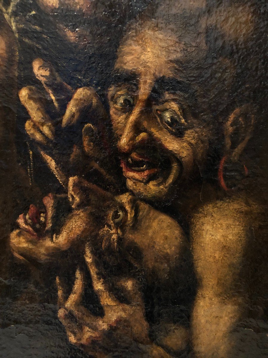 école Européene Ancienne (xviii-xix?) - Grotesque Scène De Taverne Monumentale-photo-3