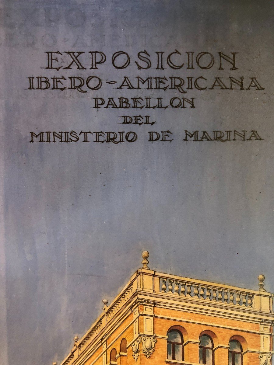 école Espagnole (1920s) - Vue Générale Du Pavillion De La Marine, Exposition Seville 1929-photo-4