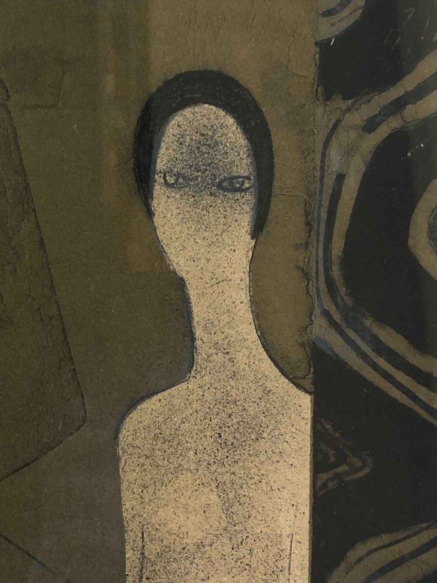 André Minaux (1923-1986) - Woman With Marabou Stork-photo-3