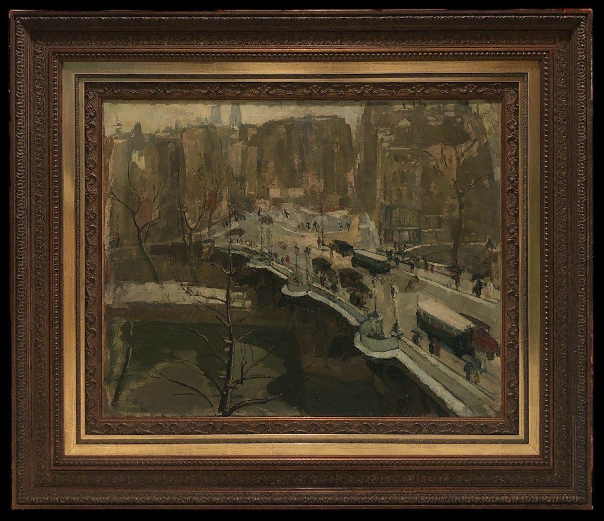 	 école De Paris (1920s) - Paris: Le Pont-neuf Sous La Neige