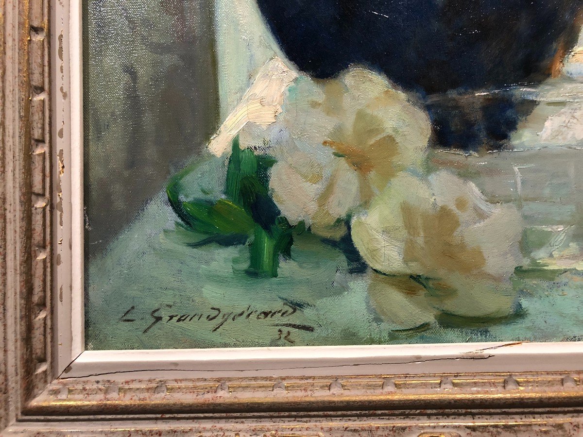 	 Lucien Henri Grandgerard (1880-1970) - Vase à Pivoines Blanches-photo-3