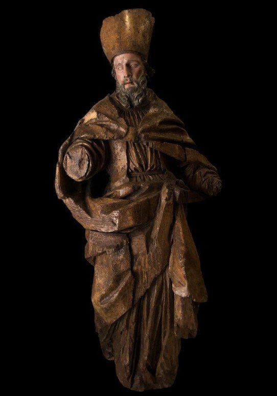 Life-size Sculpture Of A Saint In Polychrome Wood - Italy, 17th - 18th Century