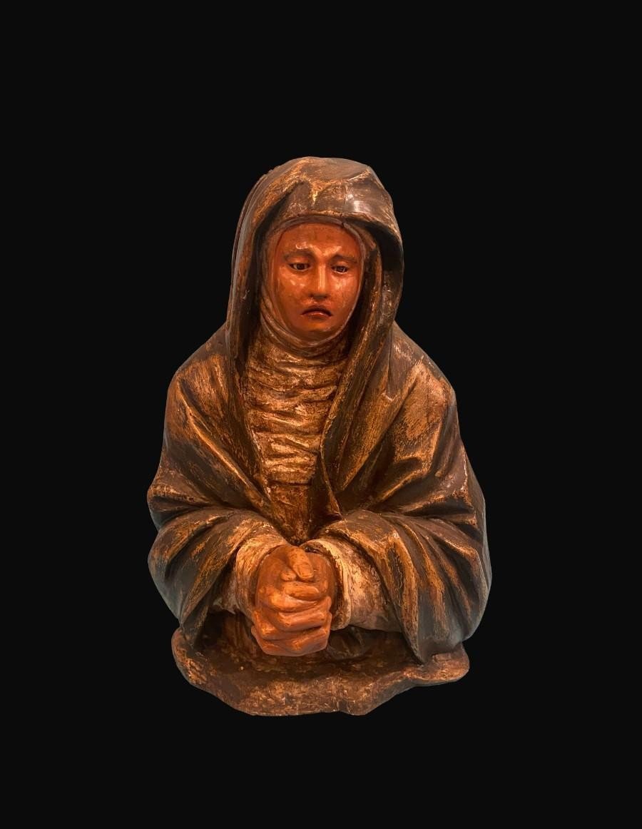 Mater Dolorosa Carved In Polychrome Wood - Andalusian School,  XVII Century