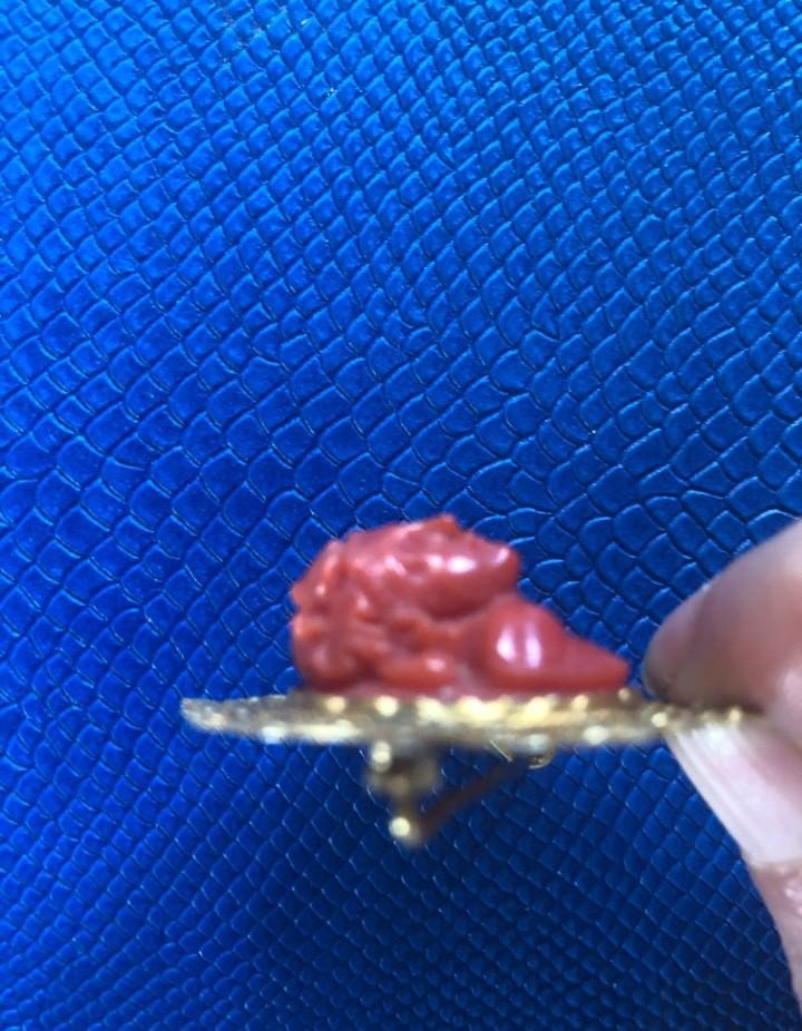 Gold Brooch With Red Coral Figure – Italy, 18th Century-photo-3