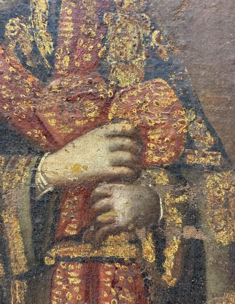 Santa Clara In Oil On Canvas - Cusco School, 17th Century-photo-2