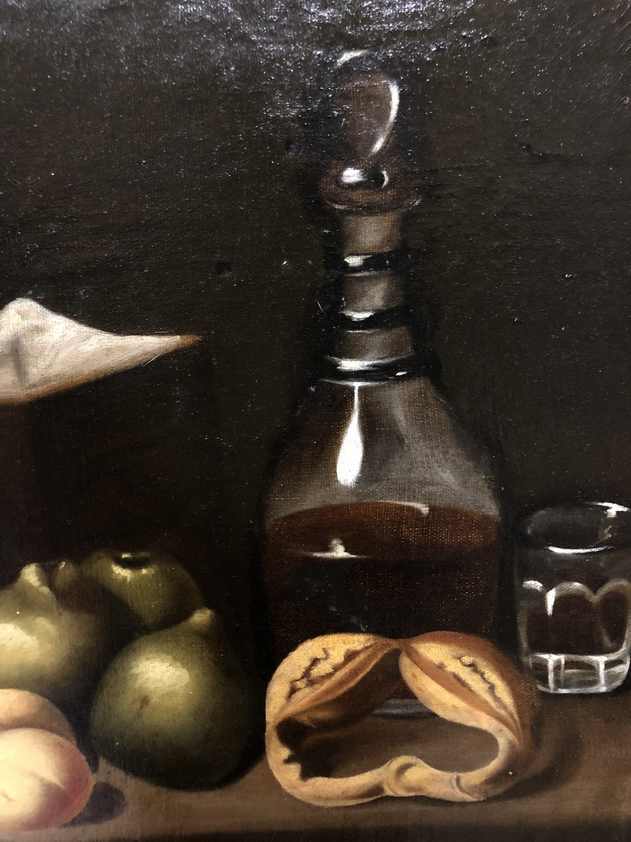 école Espagnole (xix) - Nature Morte Du Melon Et Des Figues-photo-2
