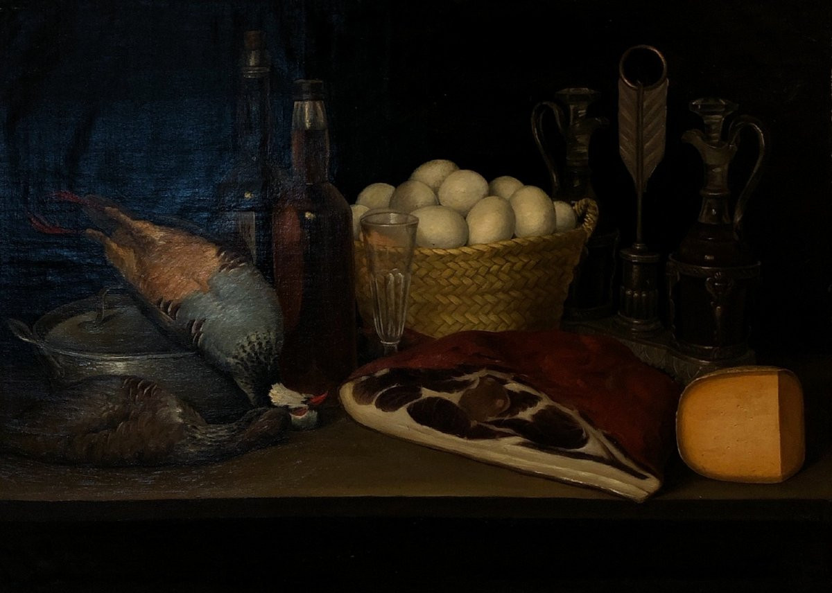 école Espagnole (xix) - Nature Morte Du Garde Manger-photo-2