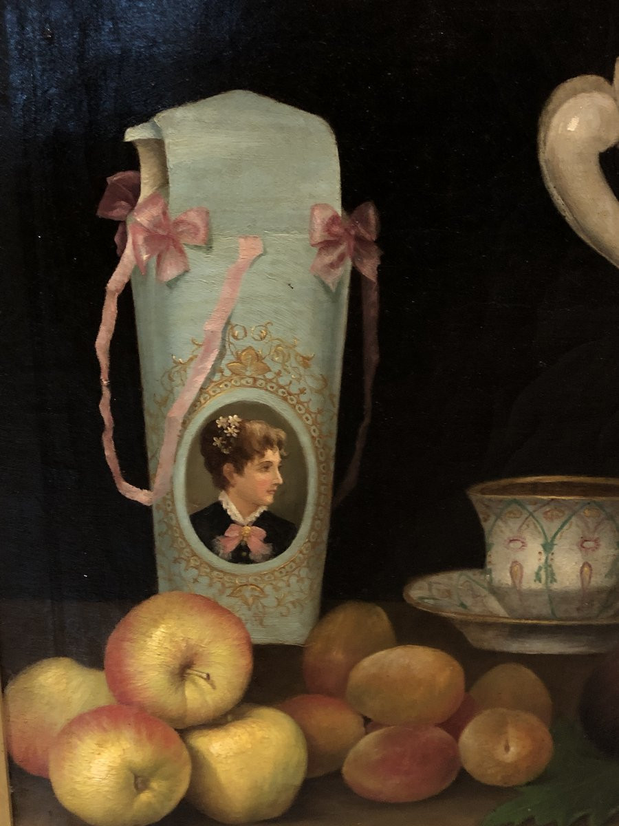école Espagnole (xix) - Nature Morte Des Apricots-photo-3