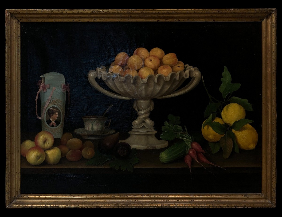 école Espagnole (xix) - Nature Morte Des Apricots