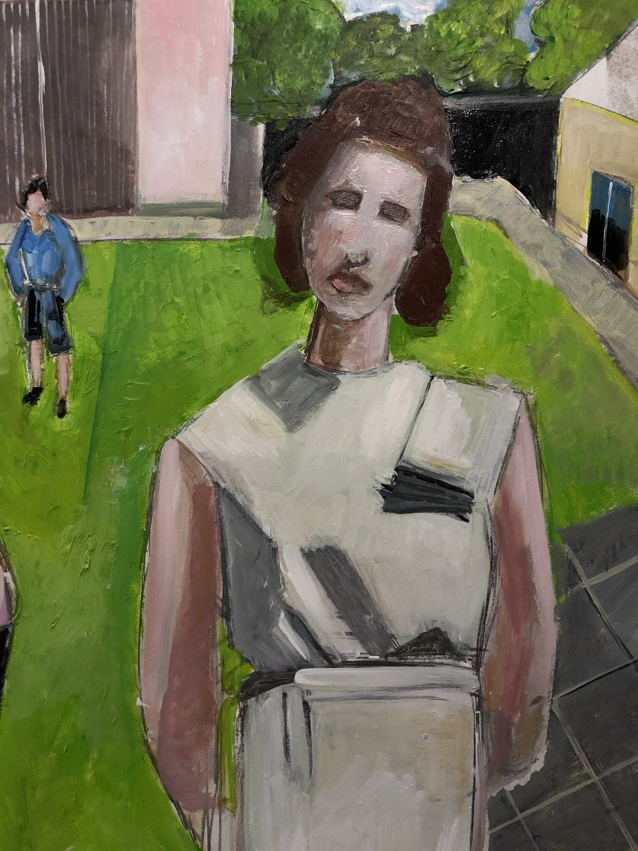 École Contemporaine - Deux Femmes au Jardin-photo-3