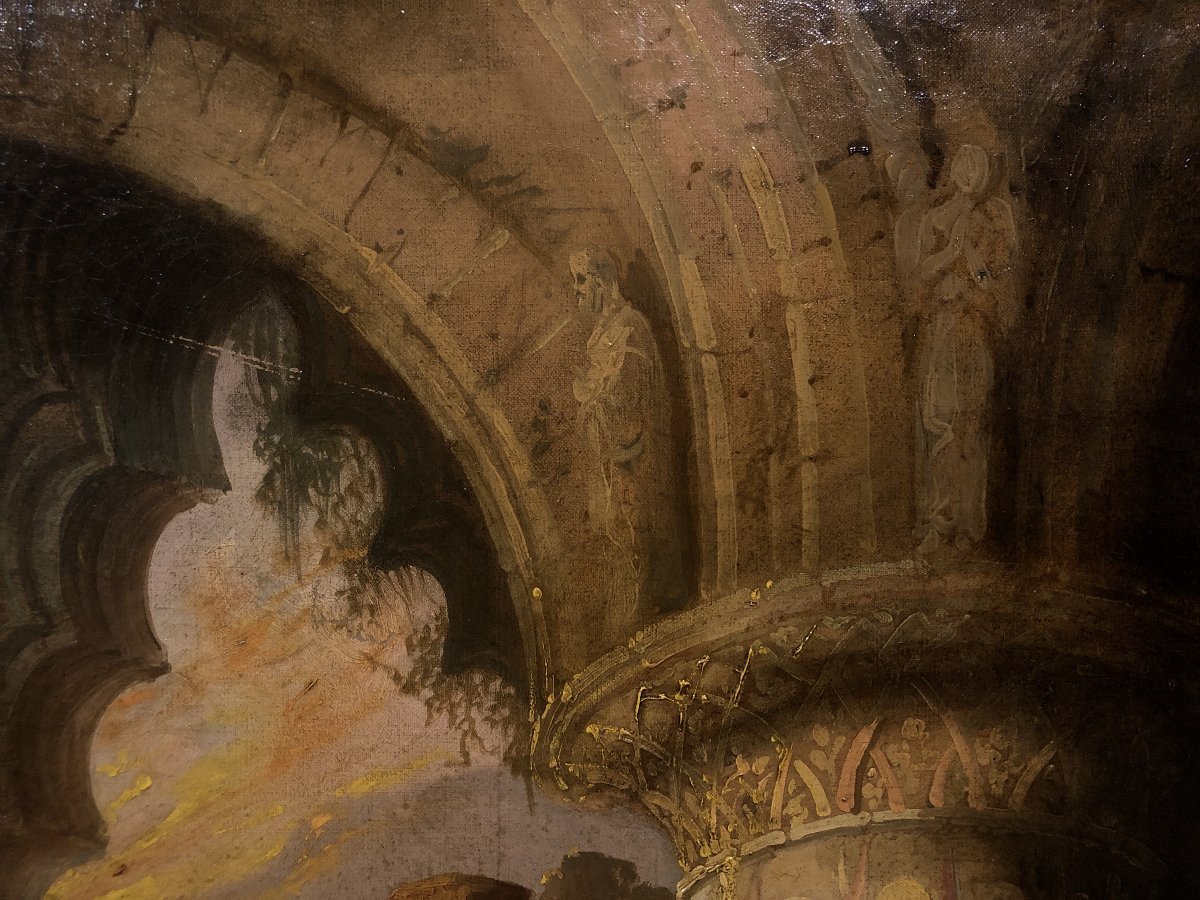 Jenaro Pérez de Villaamil y d'Huguet (1807-1854) [Attrib. à] - Rendez-Vous dans la Crypte-photo-3