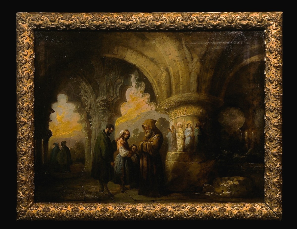 Jenaro Pérez de Villaamil y d'Huguet (1807-1854) [Attrib. à] - Rendez-Vous dans la Crypte