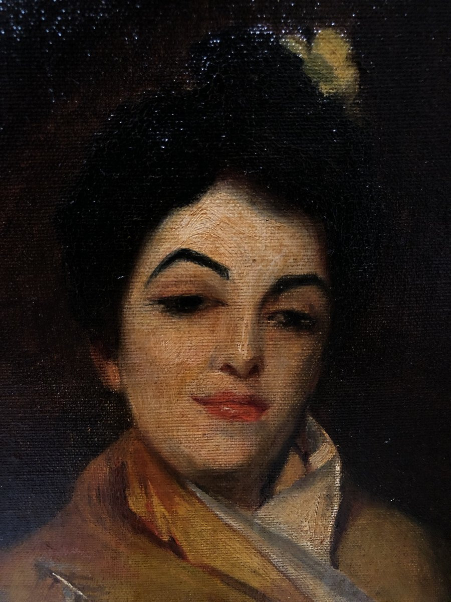 École Française (Fin XIXème) - La Carmencita (D'après J. S. Sargent)-photo-3