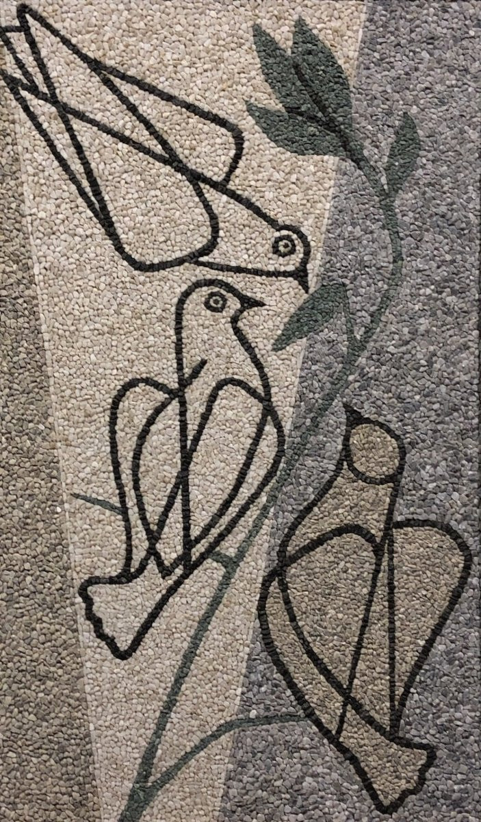 Charmant Mosaïque avec des Colombes - Espagne, c. 1950-photo-2
