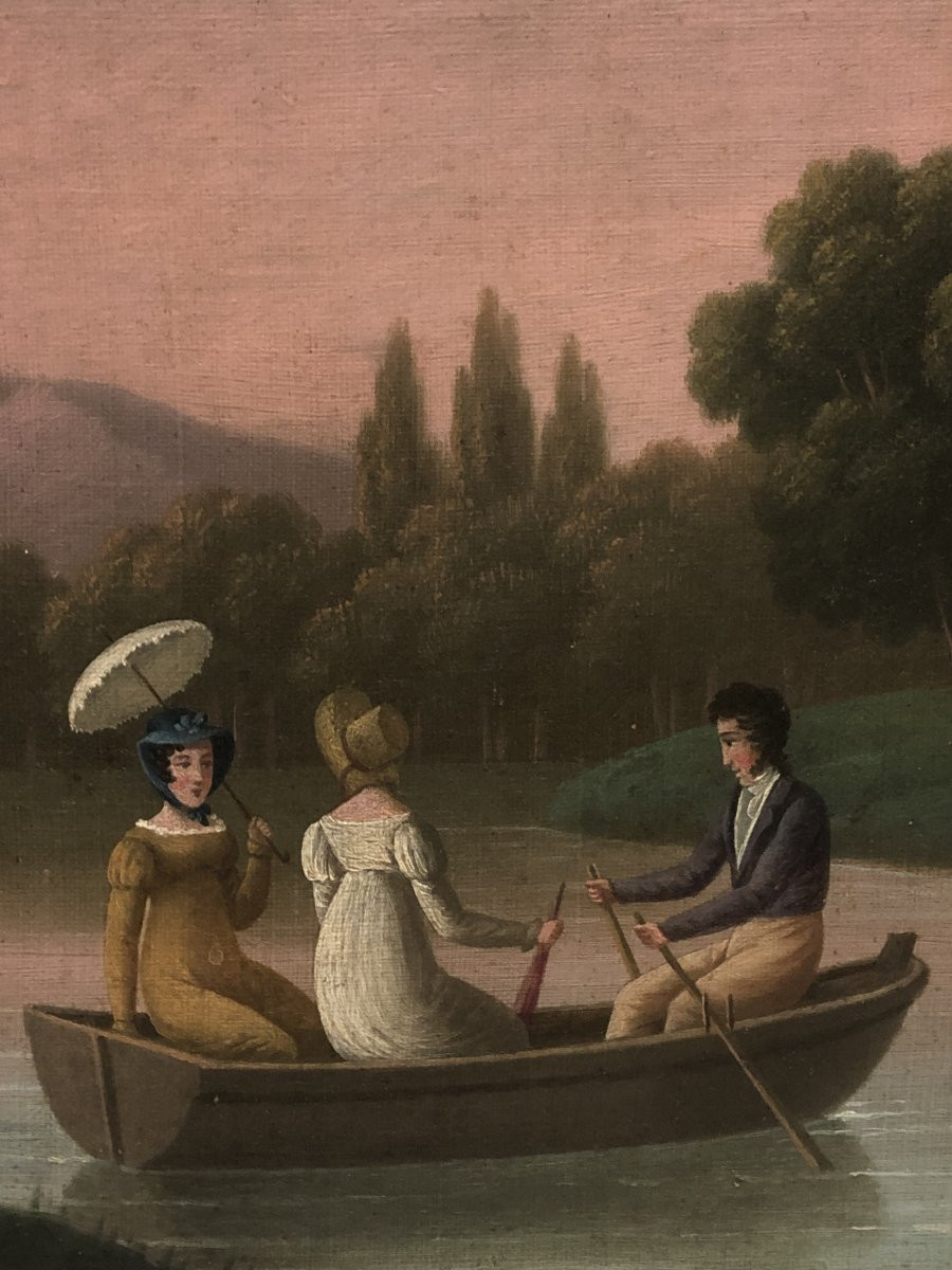 École Anglaise (c. 1810) - Promenade en Barque-photo-3