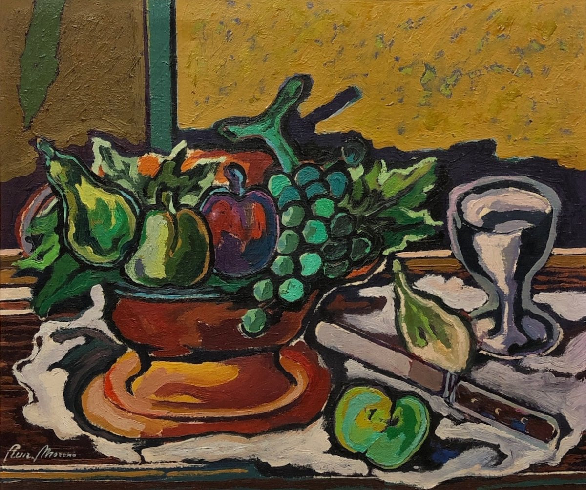 	 Fernando Ruiz Moreno (1938-?) - Still Life With Compotier-photo-2