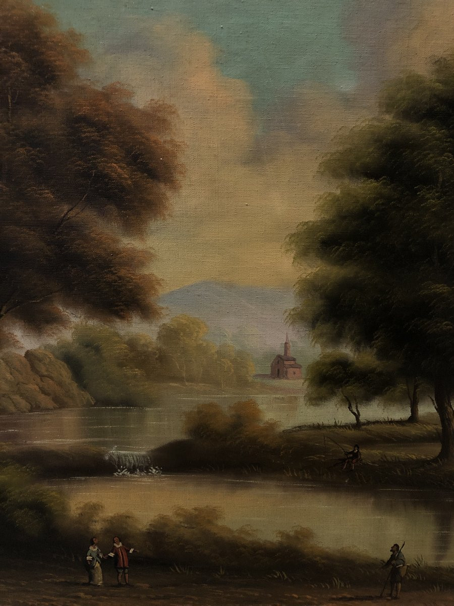 École Espagnole (XIX-XX) - Bord de Rivière-photo-2