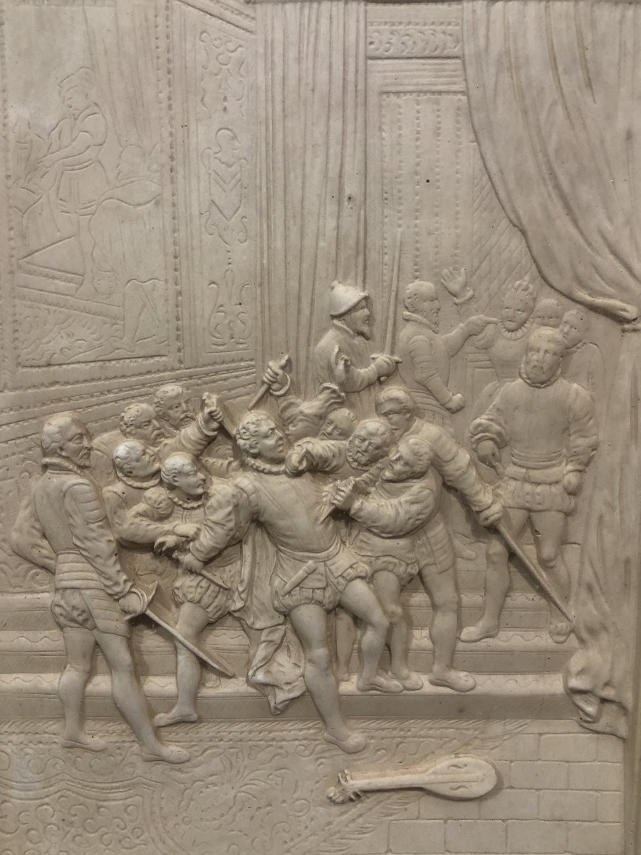 French School (19th Century) - Relief The Death Of Coligny In Sea Foam-photo-2