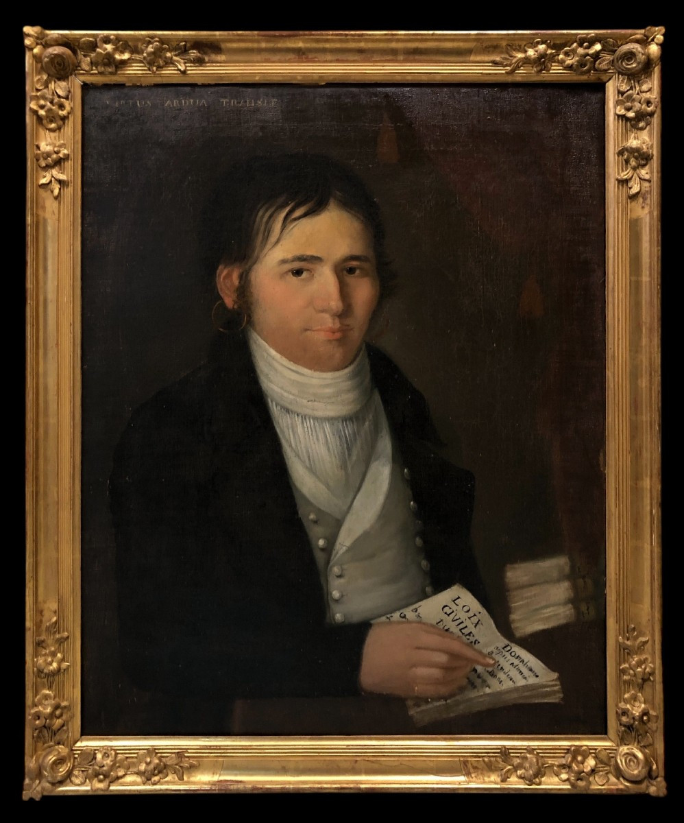 École Française (c. 1840) - Portrait d'Avocat aux Boucles d'Oreilles