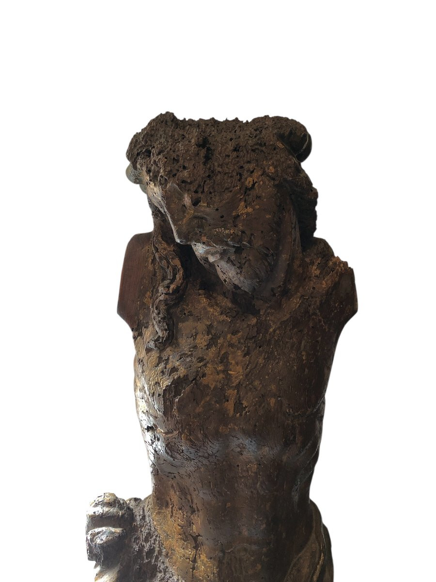 Franco-flemish School (16th-16th Centuries) - Large Oak Christ Sculpture-photo-4