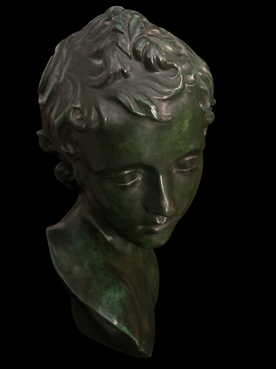 Tête de Ganymède en Bronze Verde Antico - Italie, c. 1950-photo-3