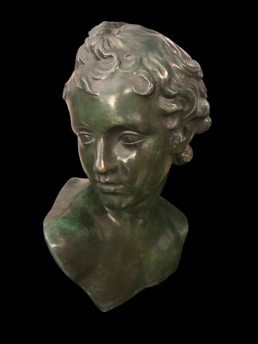 Tête de Ganymède en Bronze Verde Antico - Italie, c. 1950-photo-4