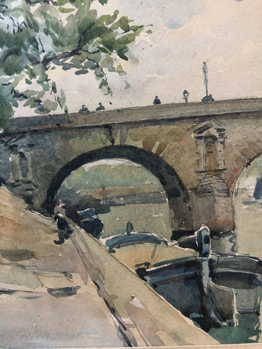 Nicolas Markovitch (1894-1964) - Paris: Construction Sites Under The Pont Marie-photo-3