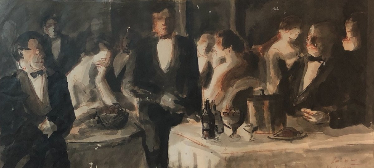 Hazel Lavery (1887-1935) [Attrib. à] - Soirée de Haute Société à Biarritz-photo-3