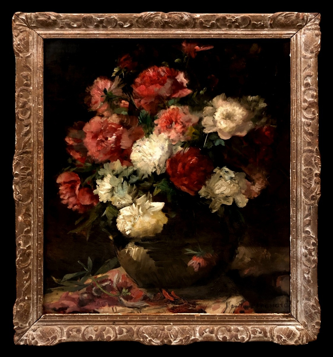 Amelie Massard (19th Century) - Bergamasque Carnations