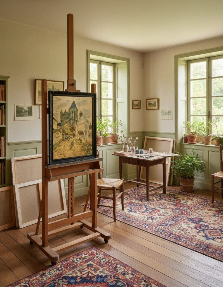 Jean Balagué (1933-2020) - L'Église Saint-Laurent de Verneuil (D'après Claude Monet)-photo-2