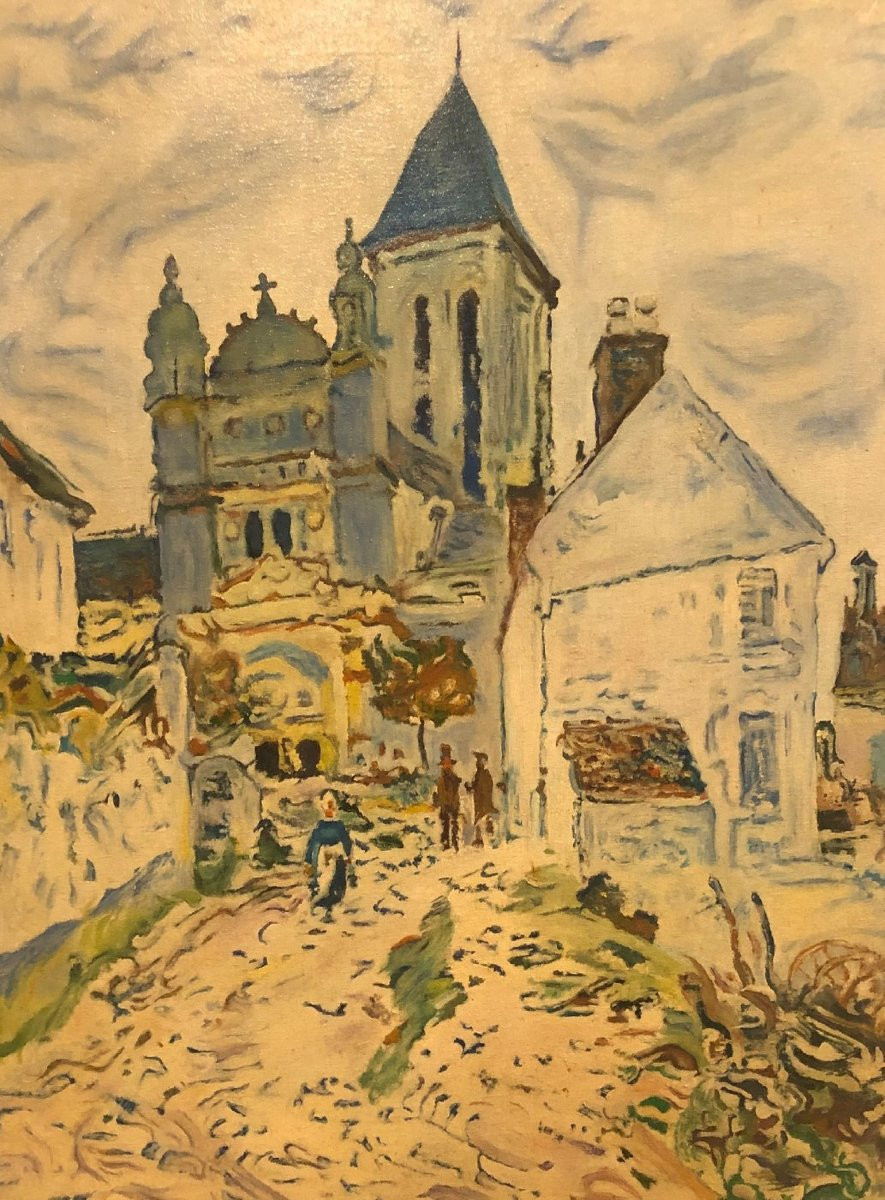 Jean Balagué (1933-2020) - L'Église Saint-Laurent de Verneuil (D'après Claude Monet)-photo-3