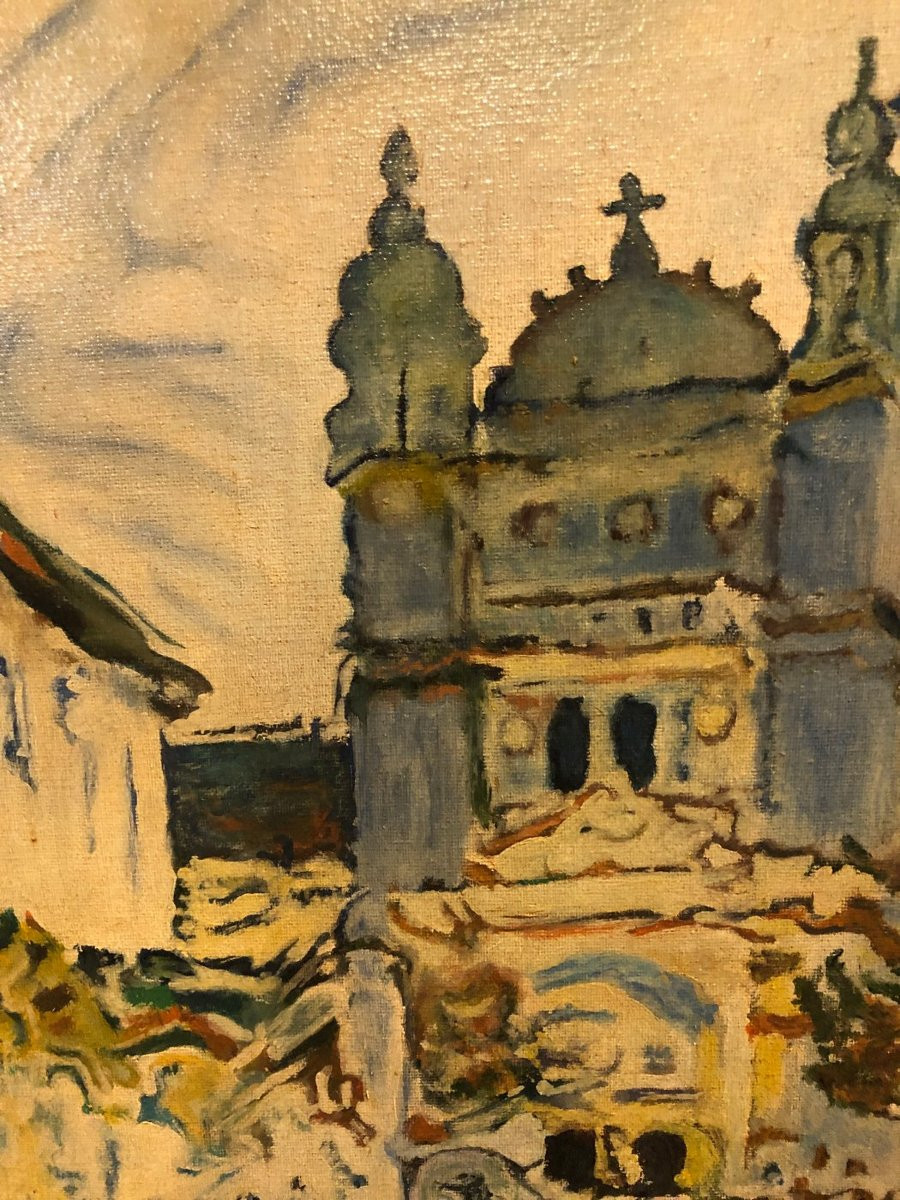 Jean Balagué (1933-2020) - L'Église Saint-Laurent de Verneuil (D'après Claude Monet)-photo-4