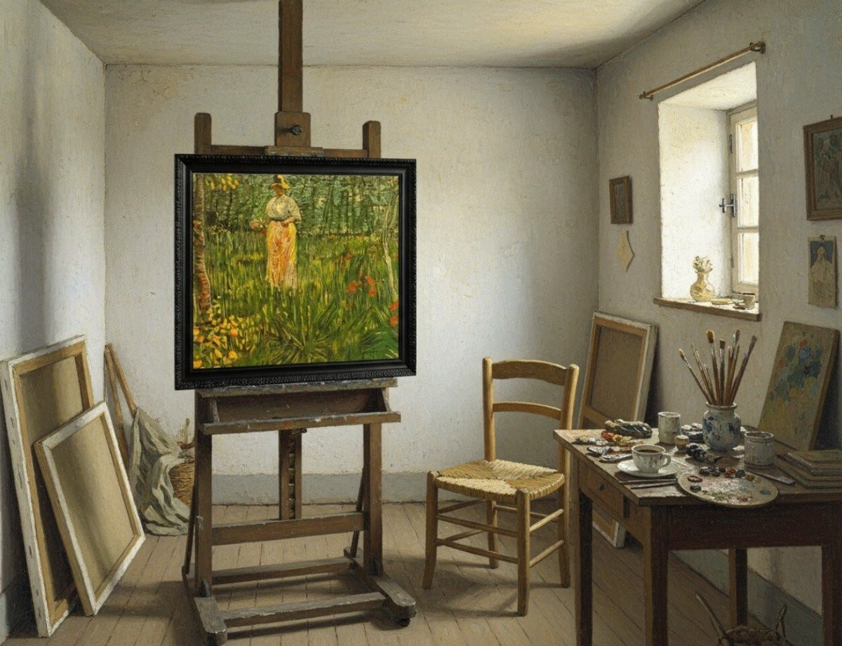 Jean Balagué (1933-2020) - Femme dans un Jardin (D'après Vincent van Gogh)-photo-2