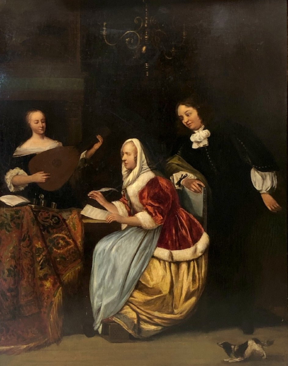 European School (19th Century) - The Lute Concert (after Gerhardt Ter Borch)-photo-3