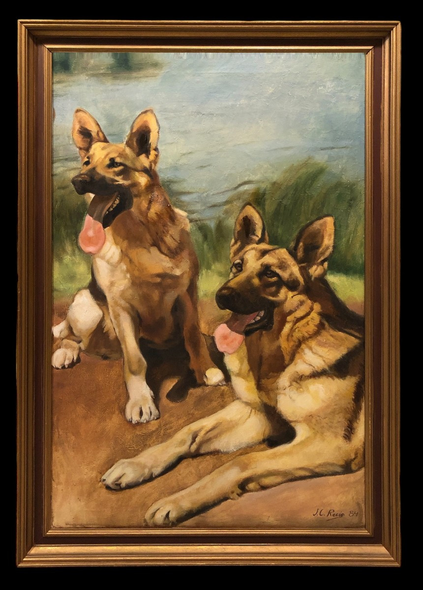 European School (xx) - Two German Shepherds