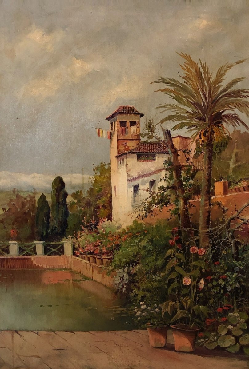 	 Spanish School (c. 1900) - Granada: At The Generalife-photo-3