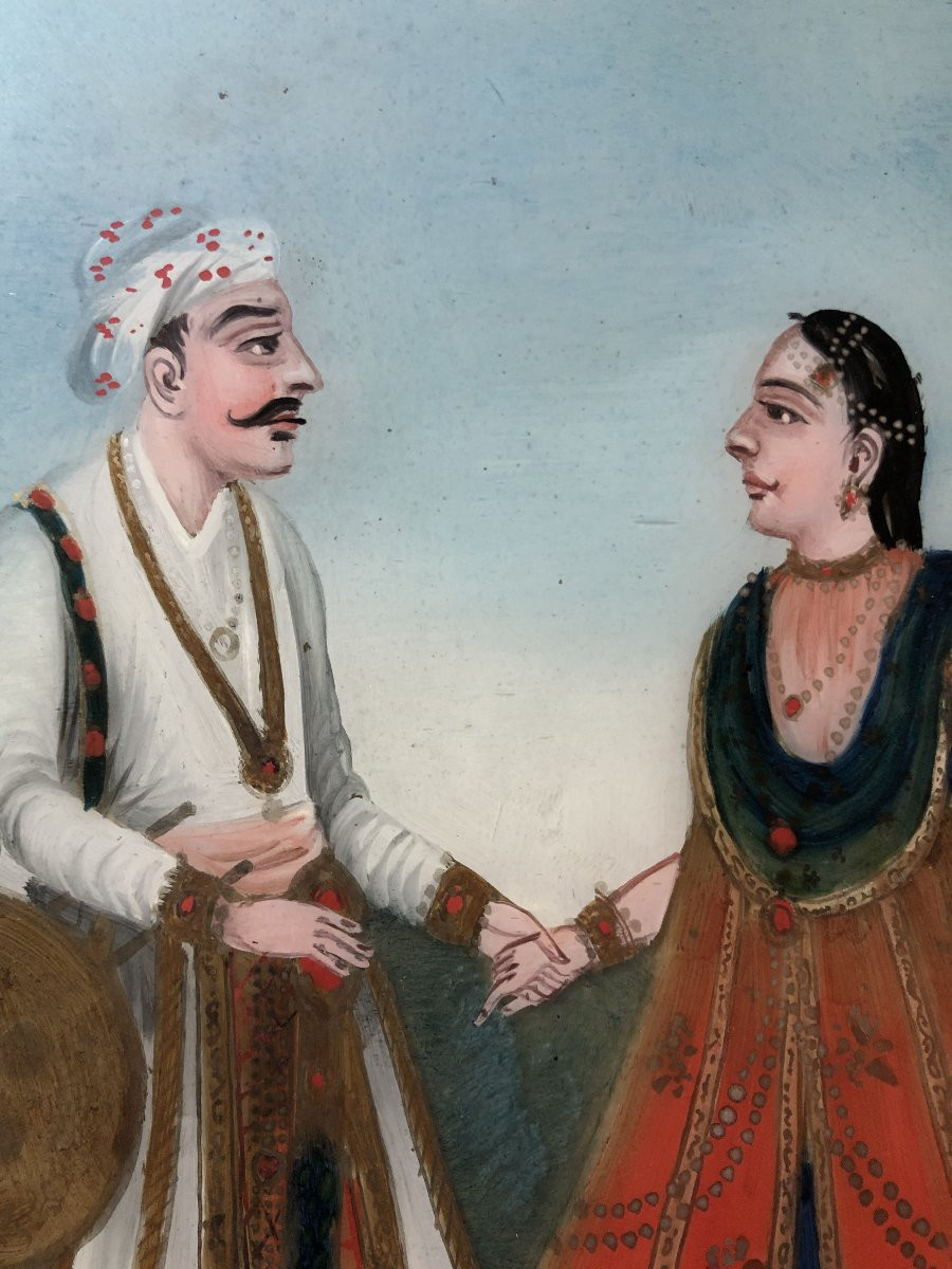 École du Nord de l'Inde (XIX) - Le Maharaja et la Maharani-photo-3
