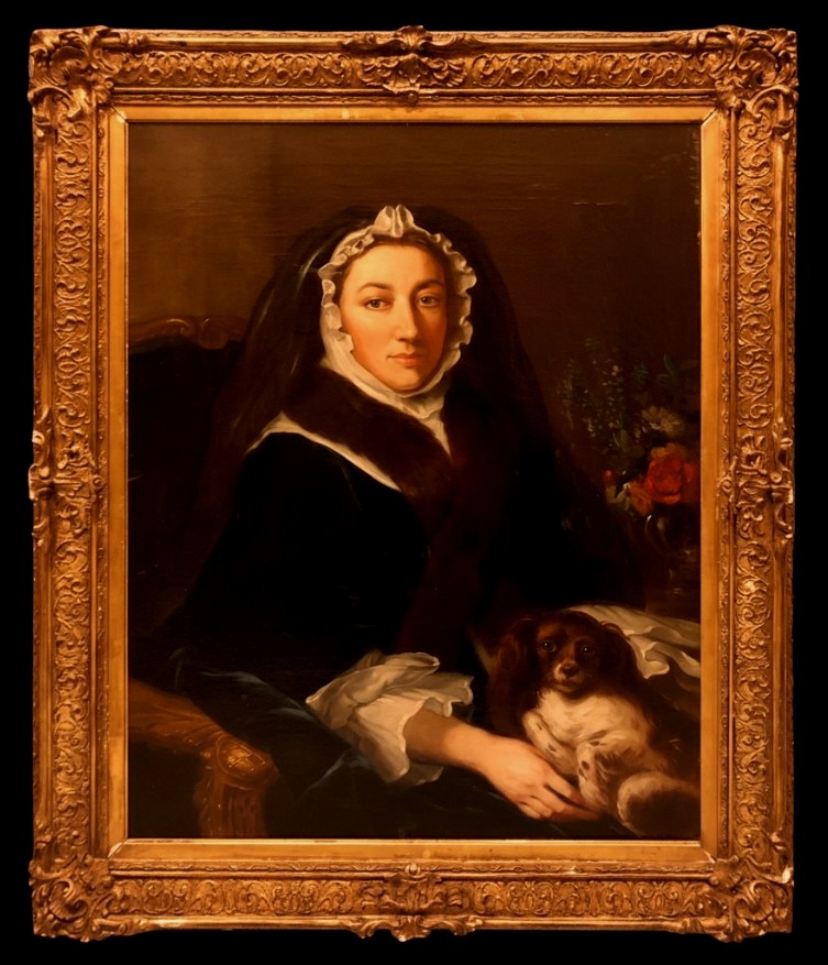 French Romantic School (c. 1830) - Portrait Of A Lady And Her Dog