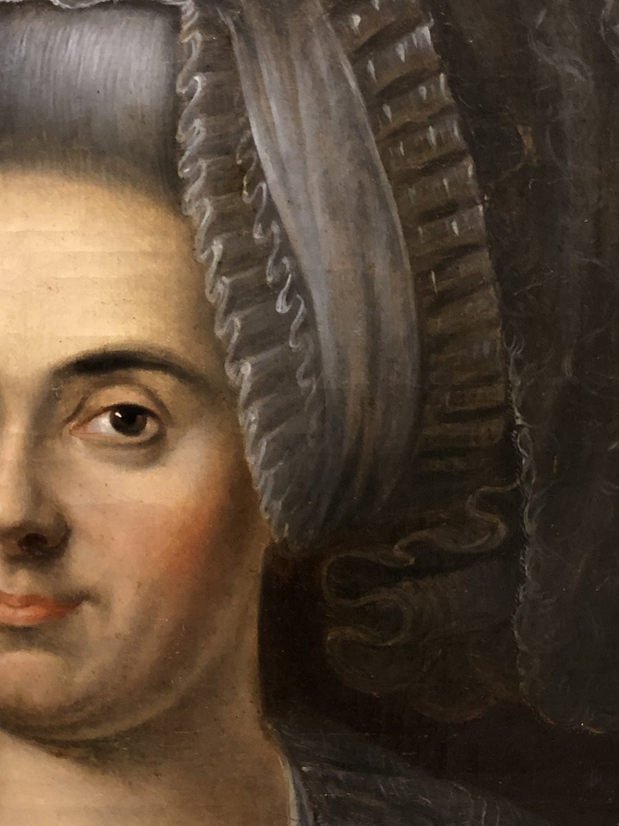 	Parisian School (c. 1780) - Portrait Of A Grand Lady In An Extravagant Hairstyle-photo-3