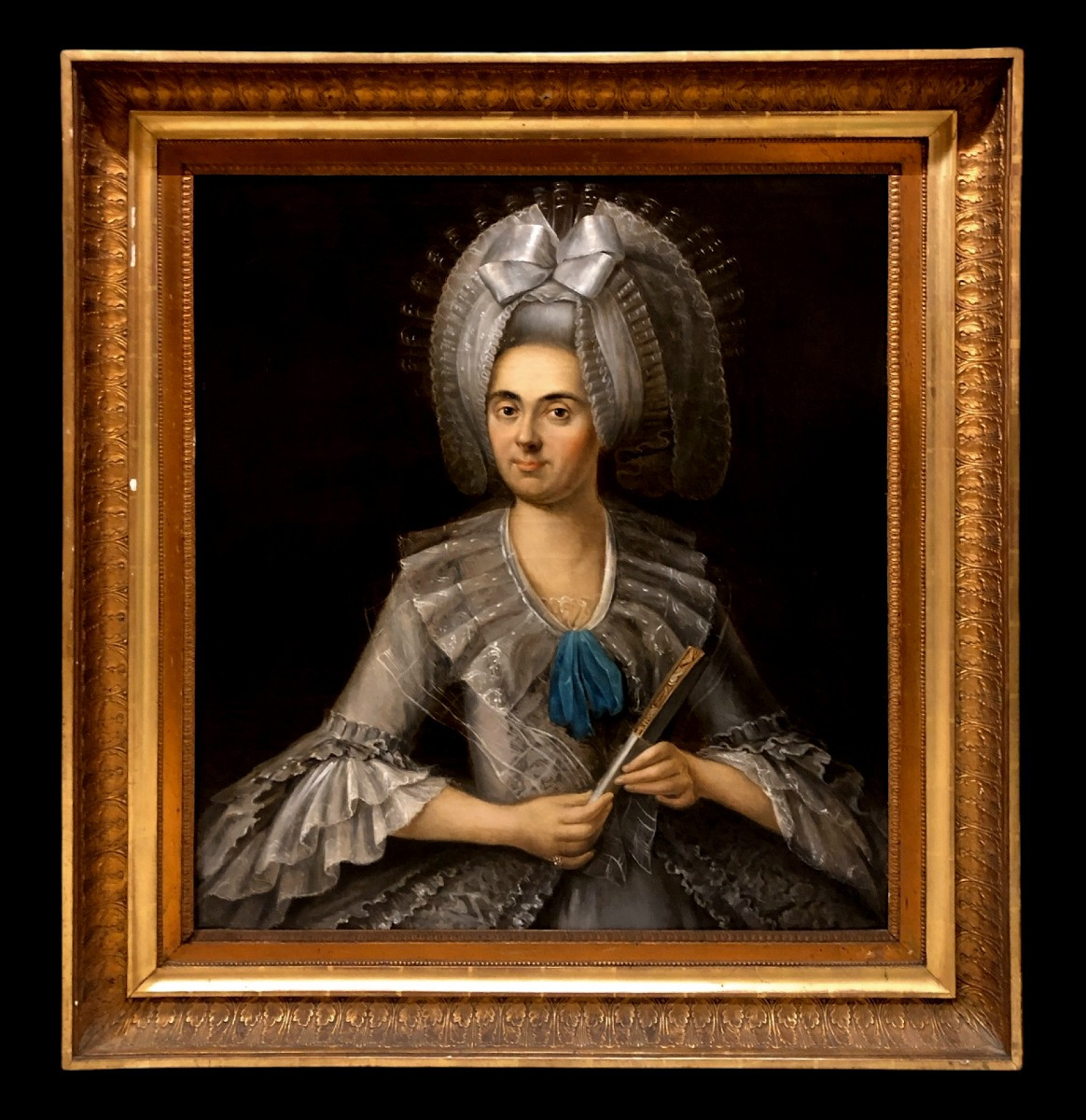 	Parisian School (c. 1780) - Portrait Of A Grand Lady In An Extravagant Hairstyle