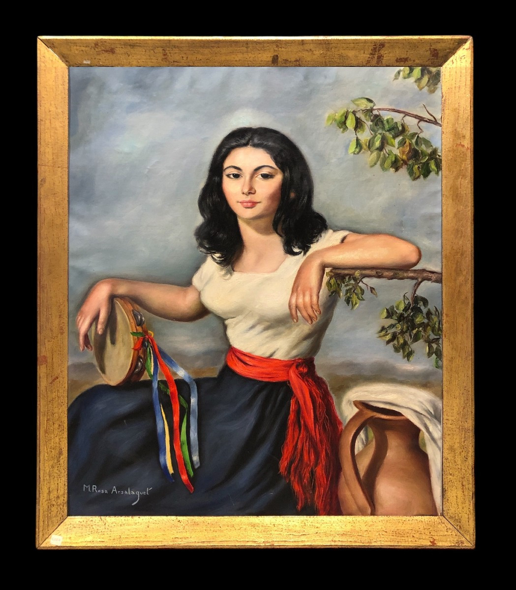 María Rosa Arsalaguet i Comas (1922-2003) - Fille au tambourin
