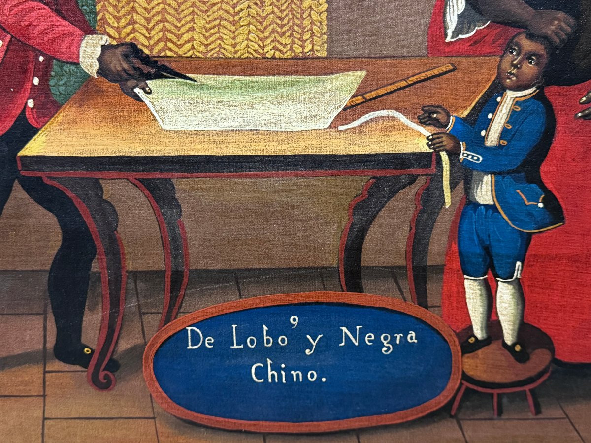 Mexican School (20th Century) - "de Lobo Y Negra, Chino" (caste Painting)-photo-4
