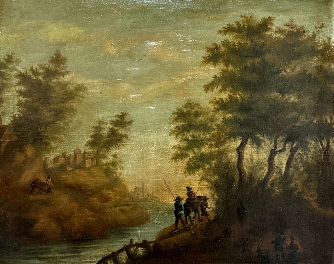 École Européene Ancienne (XIX) - Paysage de Rivière-photo-2