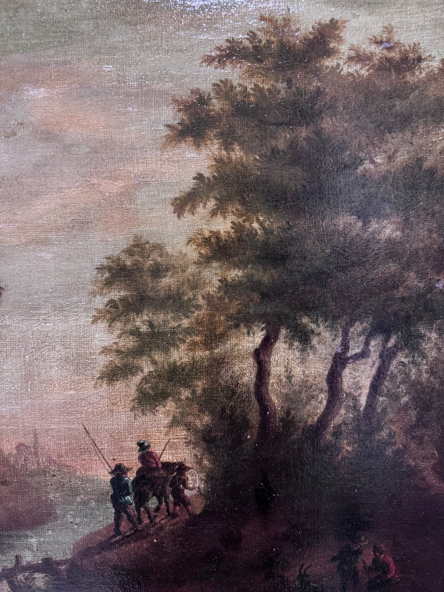 École Européene Ancienne (XIX) - Paysage de Rivière-photo-3