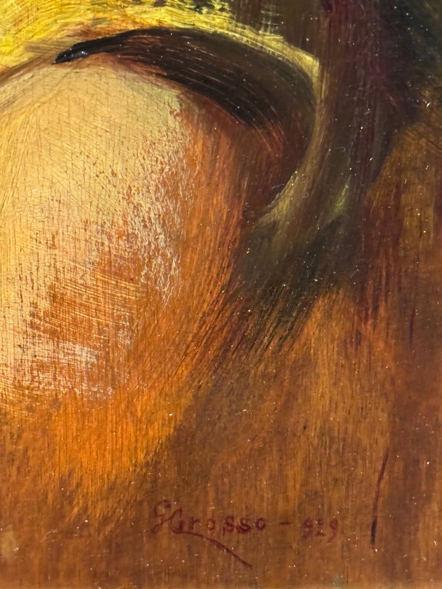 Giacomo Grosso (1860-1938) - Portrait Of A Young Girl-photo-3