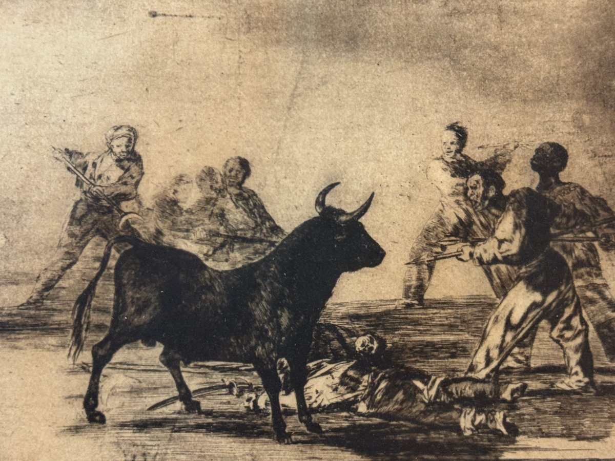 Francisco de Goya y Lucientes (1746-1829) - Gravures 9, 10, 11, et 12 de la Tauromachie-photo-2